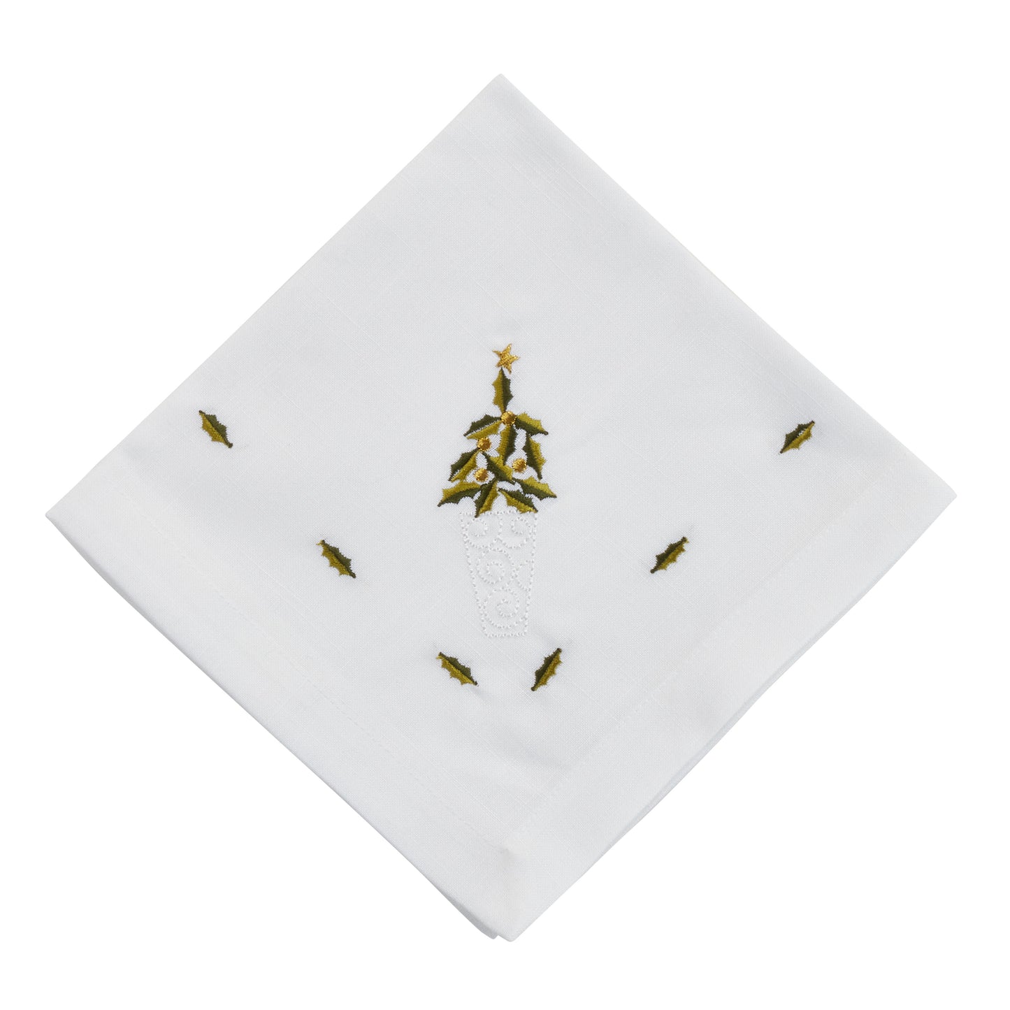 White Embroidered Topiary Napkins 100% Polyester, 20 Inch Square (4 pcs.)