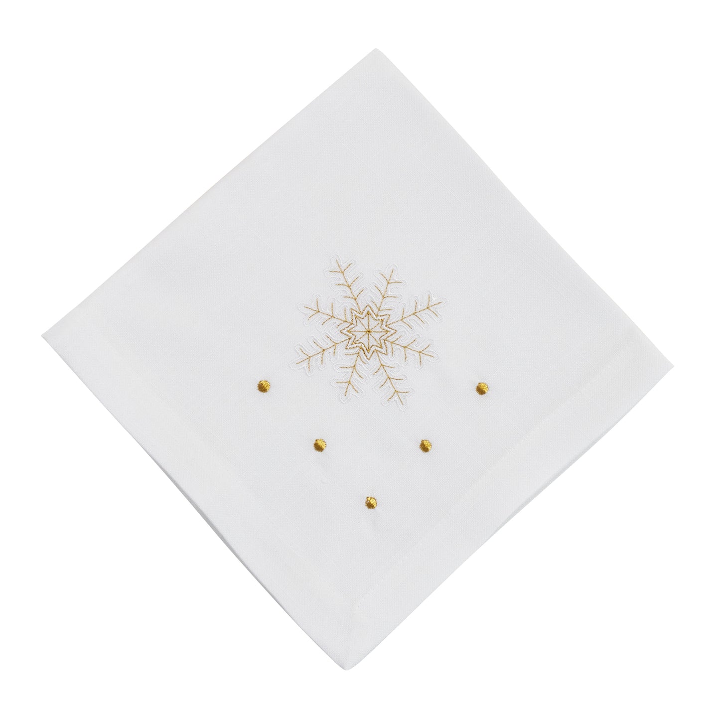 White Embroidered Snowflake Napkins 100% Polyester, 20 Inch Square (4 pcs.)