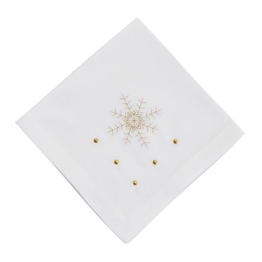 White Embroidered Snowflake Napkins 100% Polyester, 20 Inch Square (4 pcs.)
