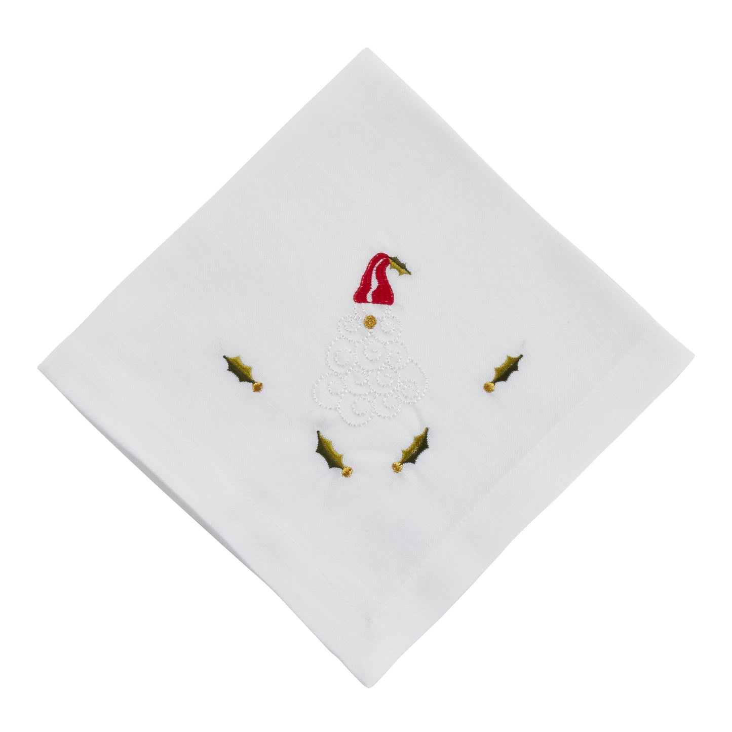 White Embroidered Santa Napkins 100% Polyester, 20 Inch Square (4 pcs.)