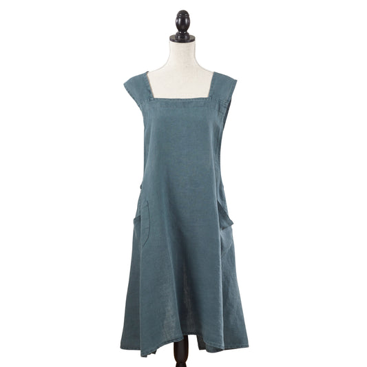 Navy Blue Criss-cross Back Apron 100% linen Size: 28" x 35"