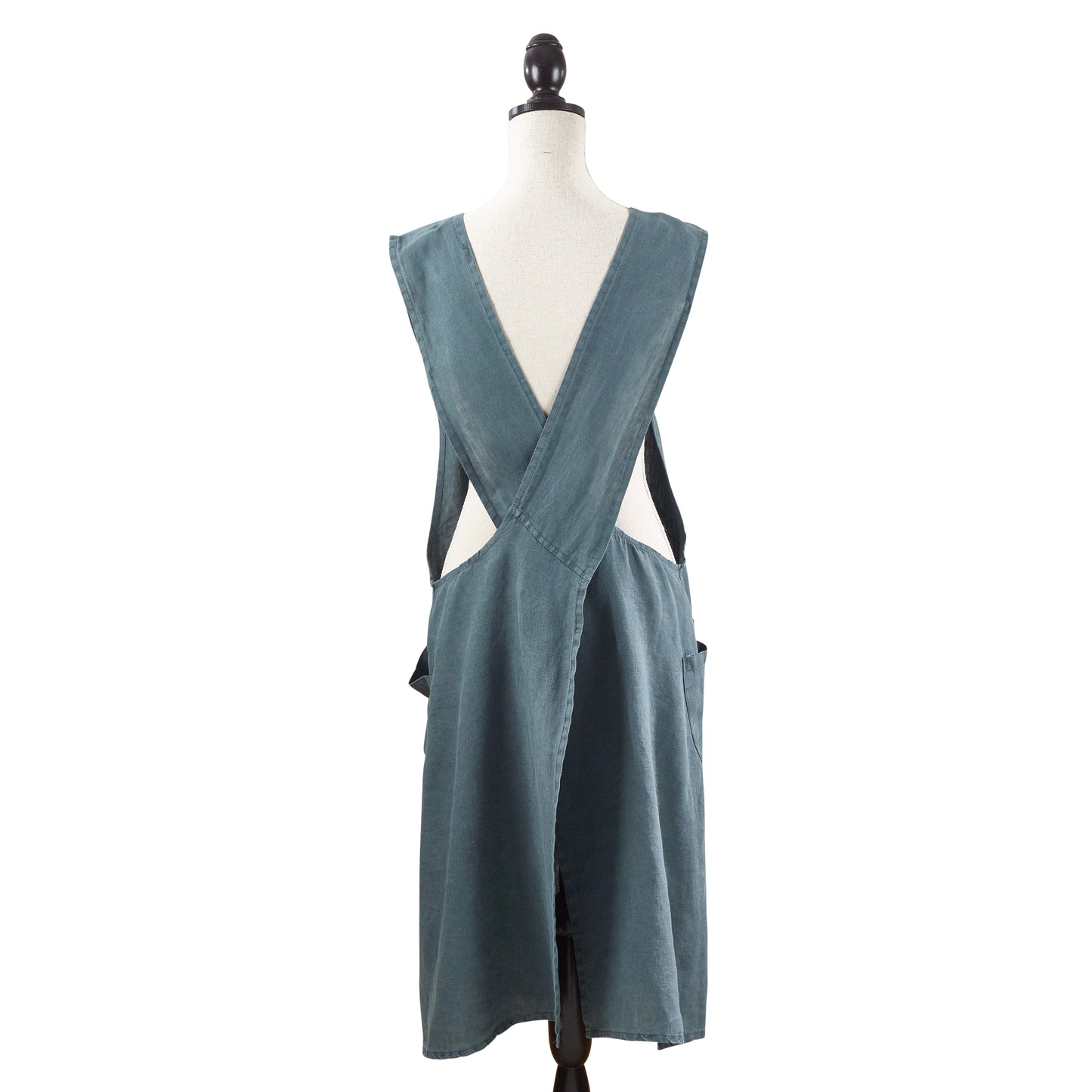 Navy Blue Criss-cross Back Apron 100% linen Size: 28" x 35"