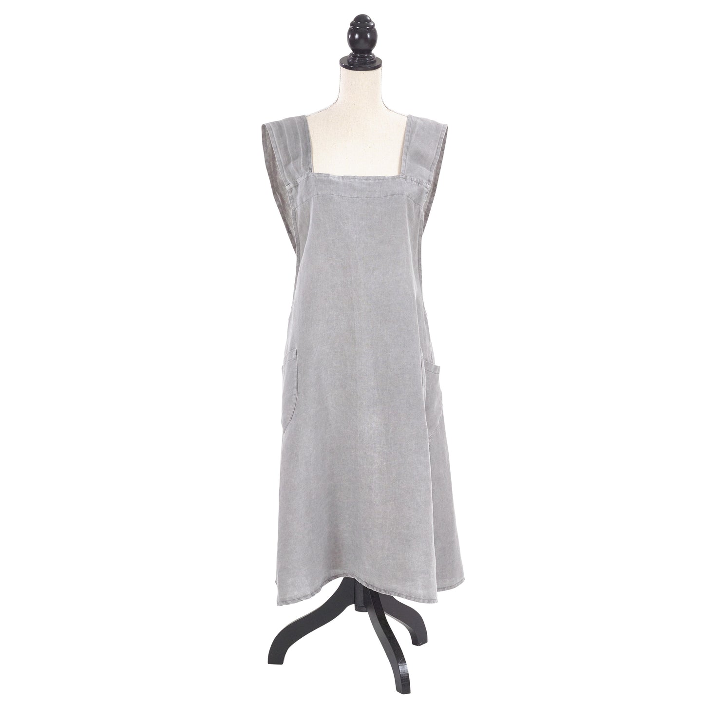 Pewter Criss-cross Back Apron 100% linen Size: 28" x 35"