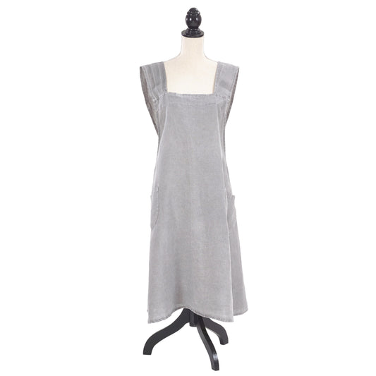 Pewter Criss-cross Back Apron 100% linen Size: 28" x 35"