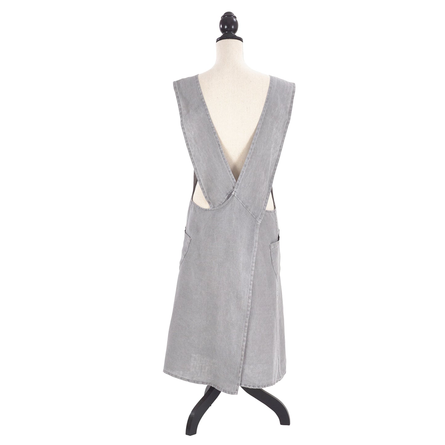 Pewter Criss-cross Back Apron 100% linen Size: 28" x 35"