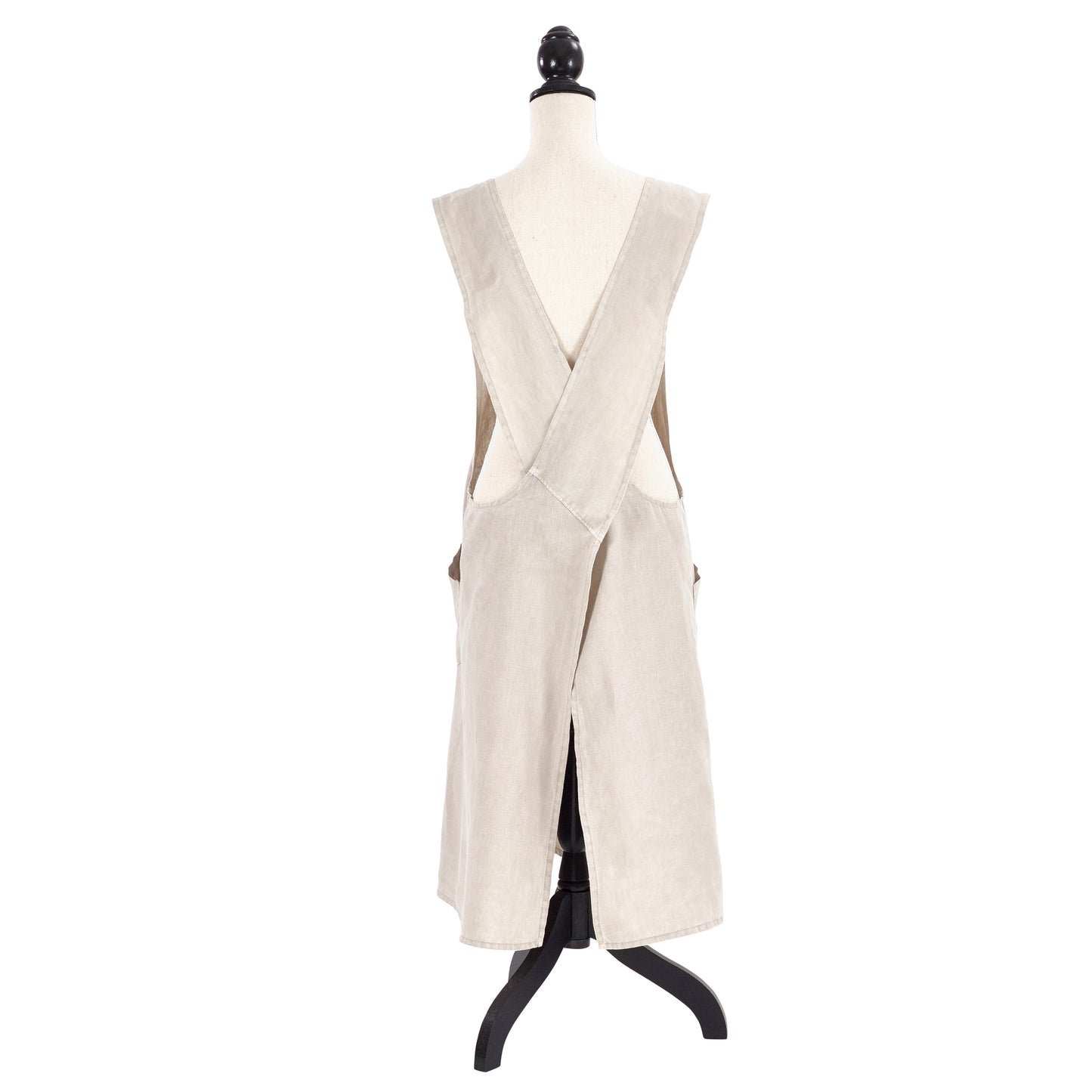Taupe Beige Criss-cross Back Apron 100% linen Size: 28" x 35"