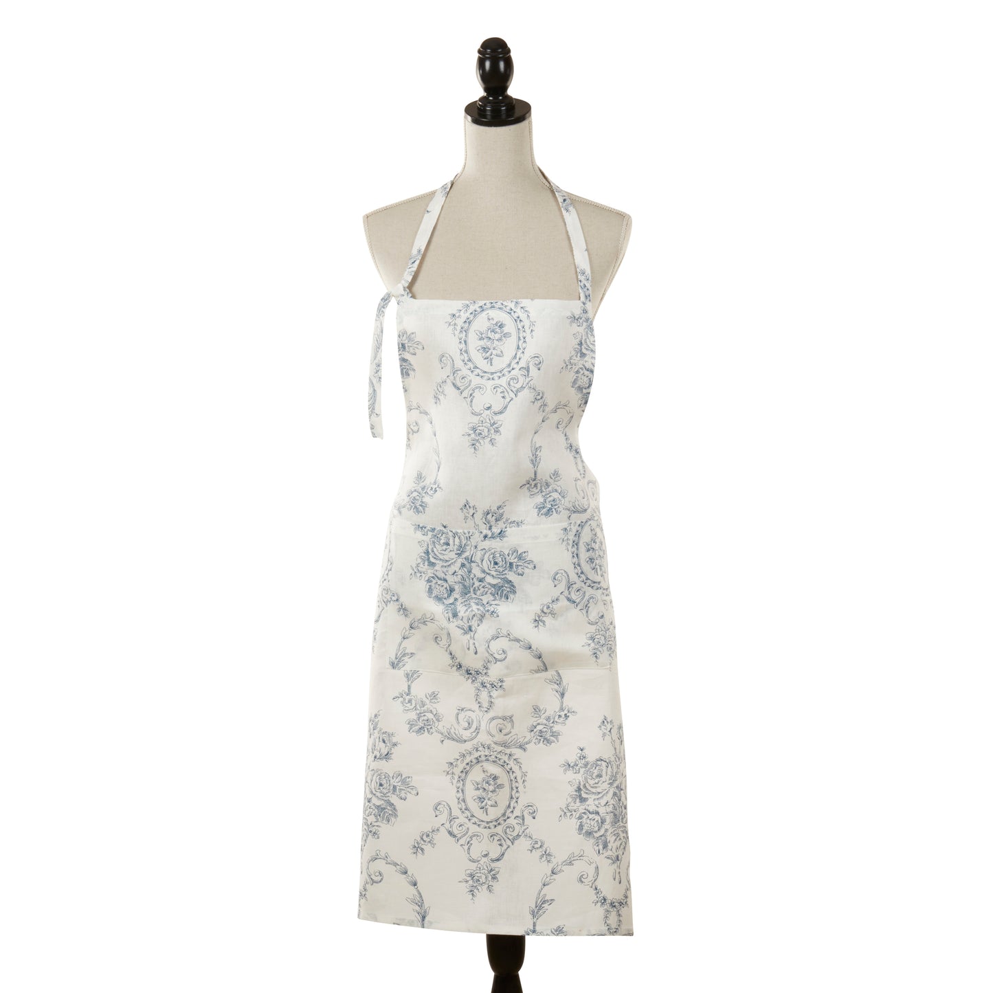 Indigo, Olive, or Red Toile Floral Apron 55% linen - 45% cotton Size: 28" x 35"