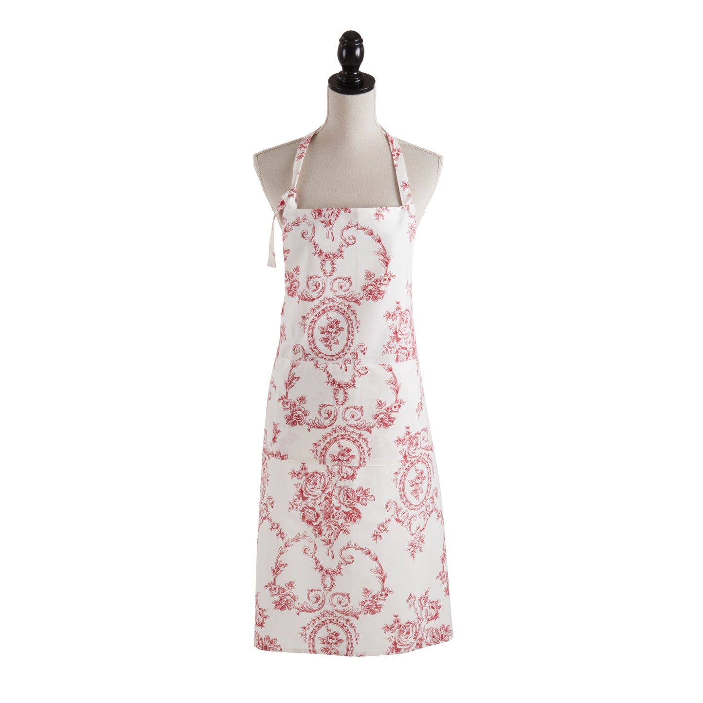 Indigo, Olive, or Red Toile Floral Apron 55% linen - 45% cotton Size: 28" x 35"