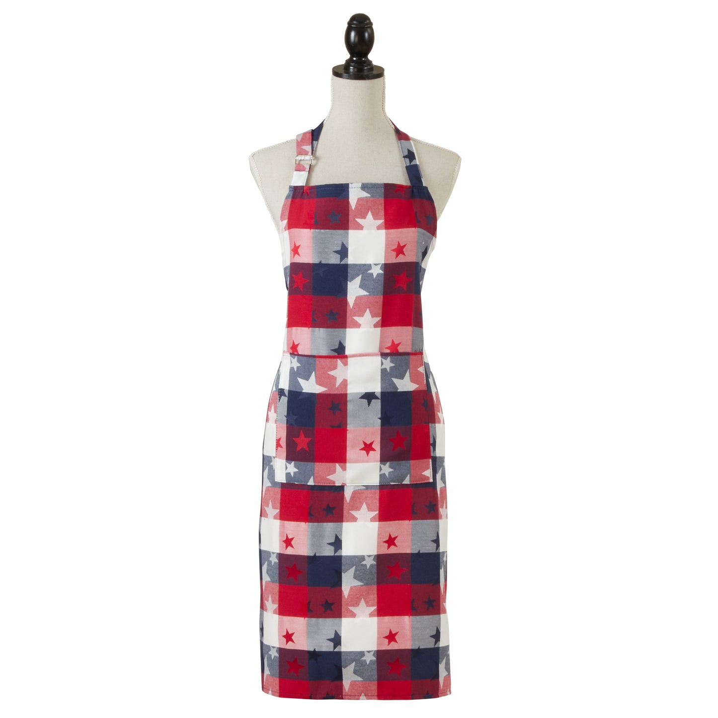 Red, White and Blue Americana Checkered Apron  56% cotton - 44% polyester  Size: 24" x 36"