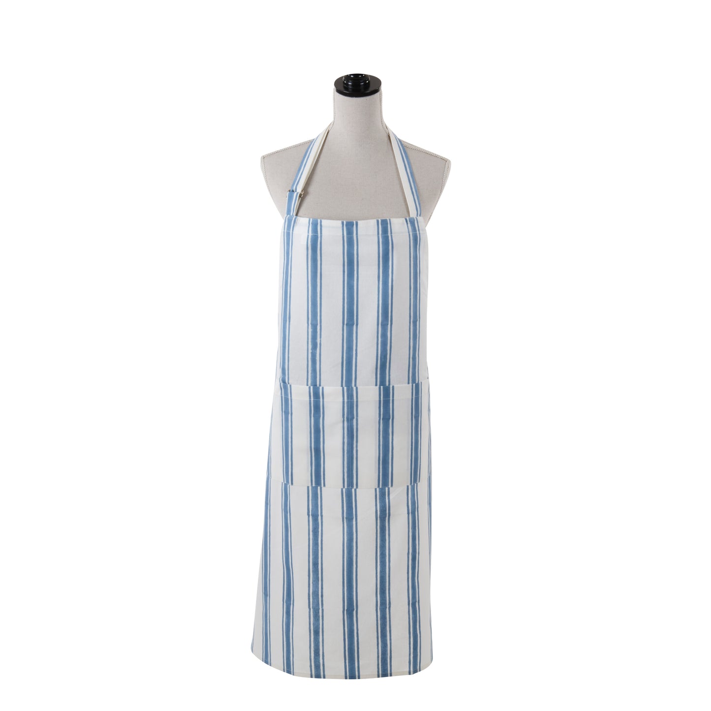 Blue, Green Or Rush Hand Block Print Striped Apron 100% cotton Size: 32" x 36"