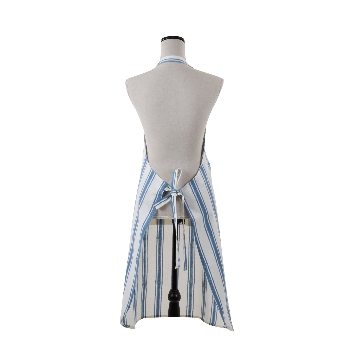 Blue, Green Or Rush Hand Block Print Striped Apron 100% cotton Size: 32" x 36"