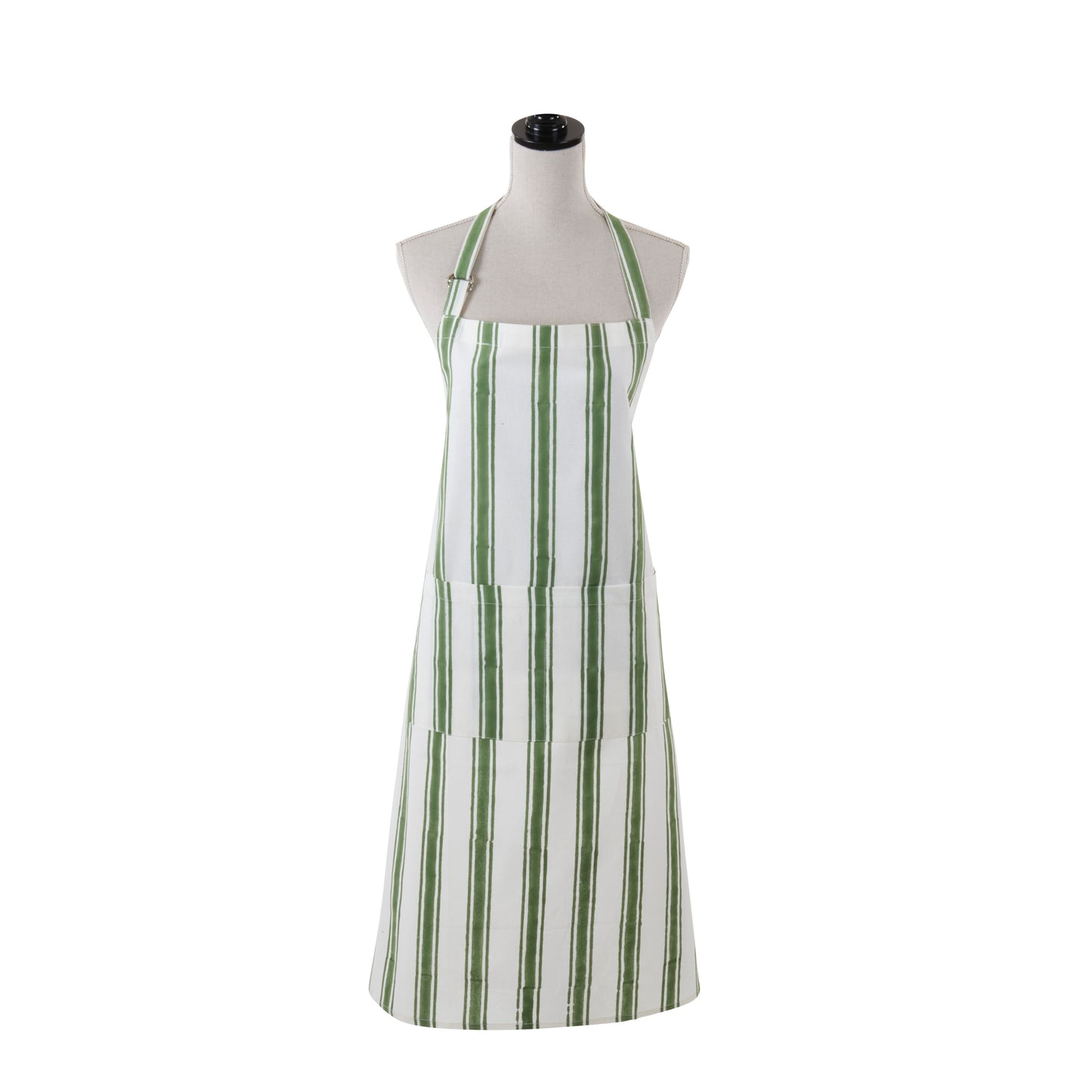 Blue, Green Or Rush Hand Block Print Striped Apron 100% cotton Size: 32" x 36"