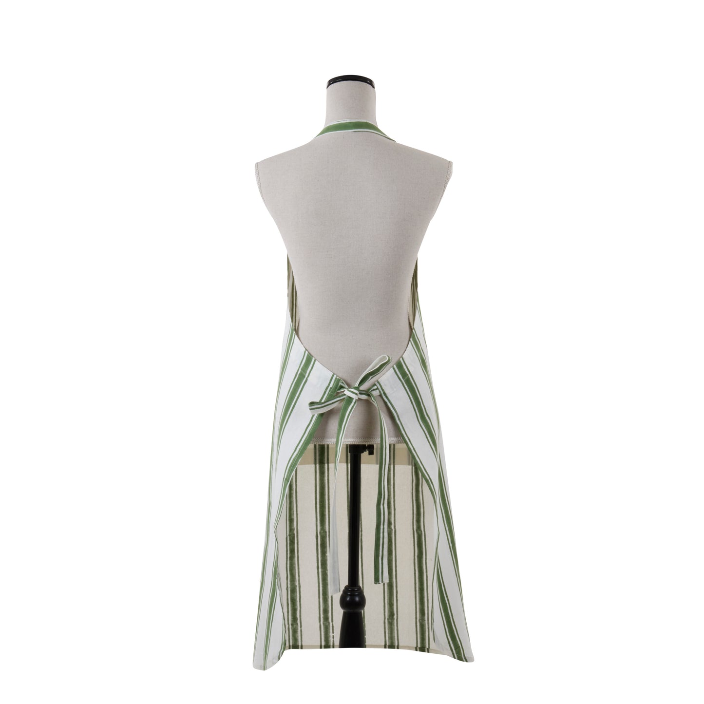 Blue, Green Or Rush Hand Block Print Striped Apron 100% cotton Size: 32" x 36"