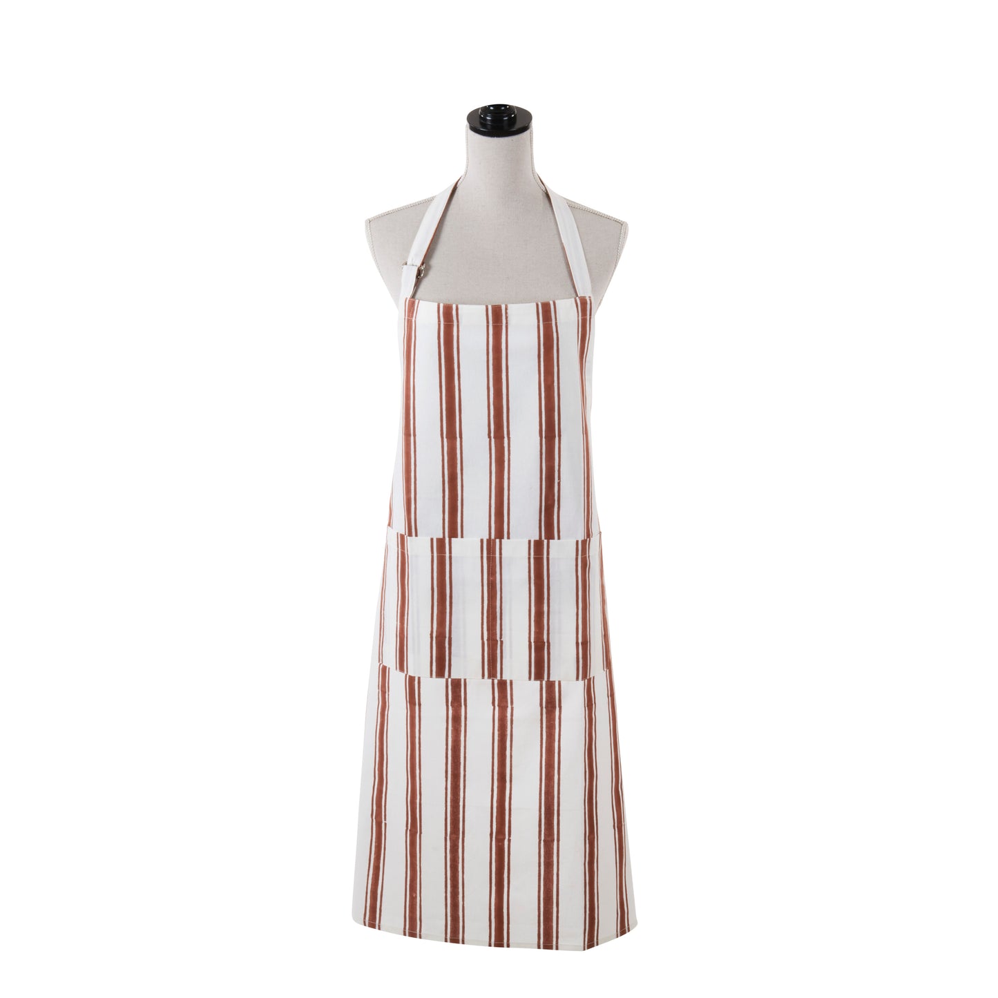 Blue, Green Or Rush Hand Block Print Striped Apron 100% cotton Size: 32" x 36"