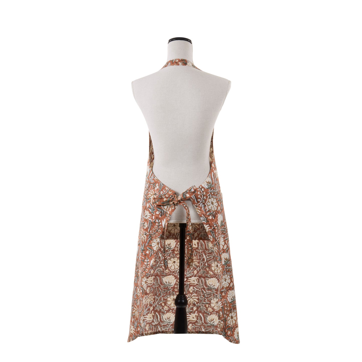 Rust Orange Floral Hand Block Print Apron 100% cotton Size: 32" x 36"