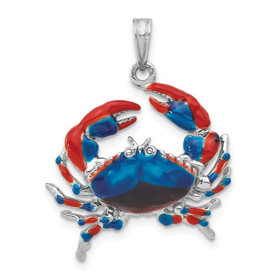 Million Charms 925 Sterling Silver Charm Pendant, Stone Crab with Blue Enamel 2-D
