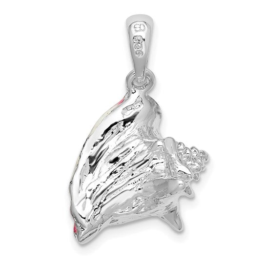 Million Charms 925 Sterling Silver Charm Pendant, Enamel 3-D Conch Shell  Pink & White