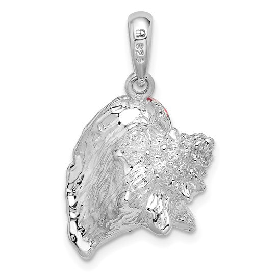 Million Charms 925 Sterling Silver Charm Pendant, Large Enamel 3-D Conch Shell  Pink & White