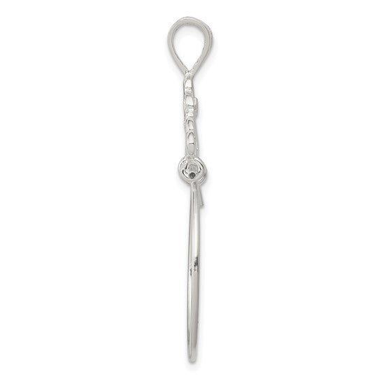 925 Sterling Silver Polished Hearts with Scroll Charm Holder