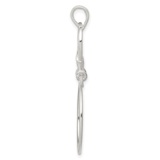925 Sterling Silver Polished Claddagh Hands Heart Crown Charm Holder
