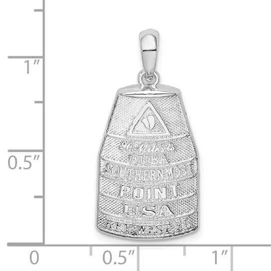 Million Charms 925 Sterling Silver Travel Charm Pendant, Large Southern Most Point USA, Key West, Fl