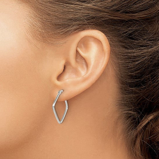 925 Sterling Silver Polished Square Hoop Earrings, 23mm x 22.5mm
