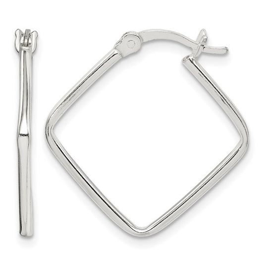 925 Sterling Silver Polished Square Hoop Earrings, 23mm x 22.5mm
