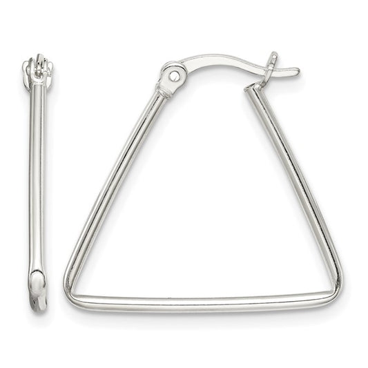 925 Sterling Silver Polished Triangle Hoop Earrings, 22.1mm x 23.85mm
