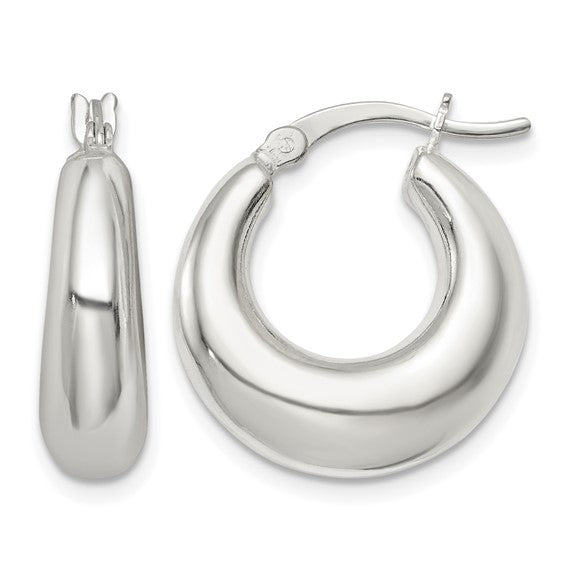 925 Sterling Silver Polished Hoop Earrings, 20.3mm x 18.85mm