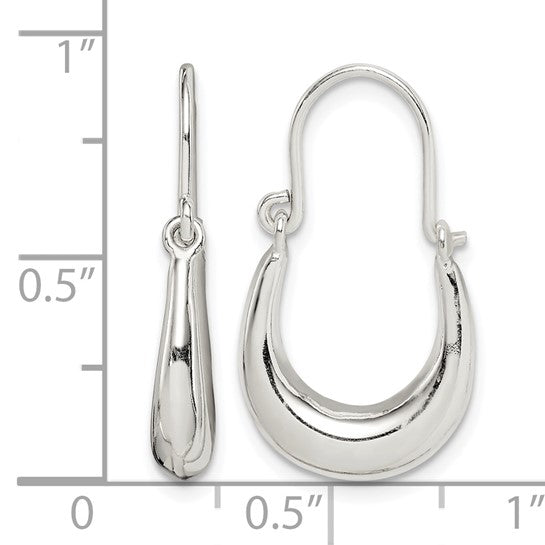 925 Sterling Silver Polished Hoop Earrings, 24.85mm x 13.75mm