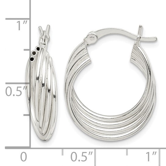 925 Sterling Silver Polished Hoop Earrings, 22.8mm x 18.33mm