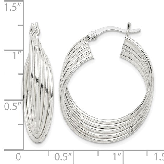 925 Sterling Silver Polished Twisted Hoop Earrings, 31.33mm x 25.5mm