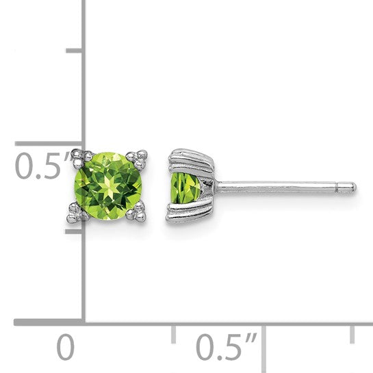 Stella Silver 925 Sterling Silver Rhodium-platedRound 5mm Peridot Post Earrings, 5mm