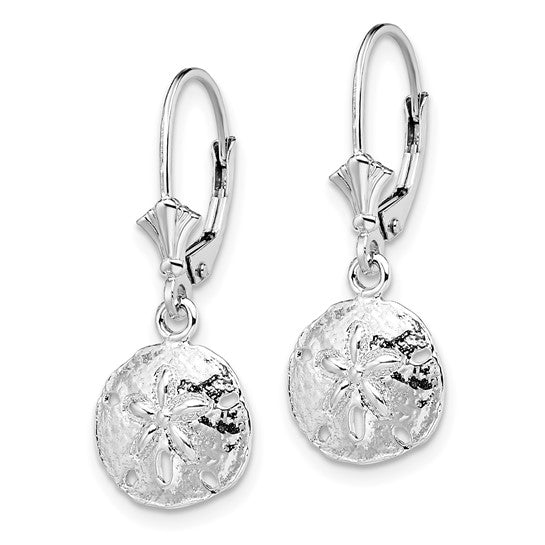 Million Charms 925 Sterling Silver Sand Dollar Sea Life Themed Leverback Dangle Drop Earrings