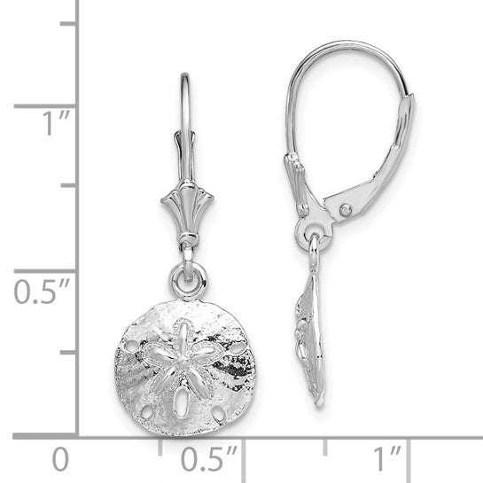 Million Charms 925 Sterling Silver Sand Dollar Sea Life Themed Leverback Dangle Drop Earrings