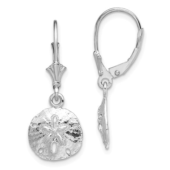 Million Charms 925 Sterling Silver Sand Dollar Sea Life Themed Leverback Dangle Drop Earrings