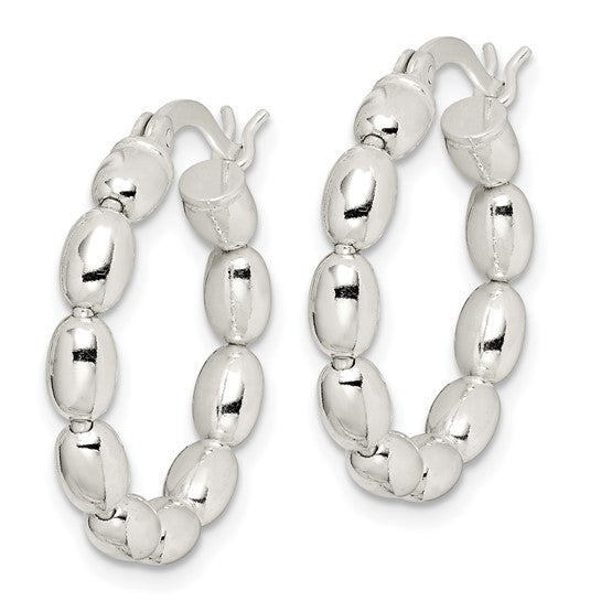 Stella Silver 925 Sterling Silver Polished Beaded Hoop Earrings, 24mm x 22mm