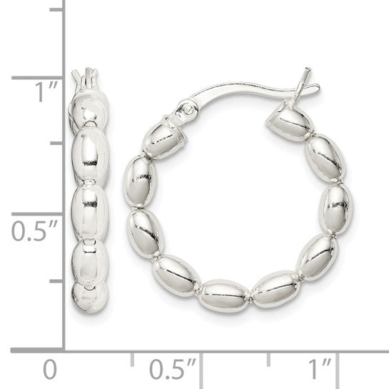 Stella Silver 925 Sterling Silver Polished Beaded Hoop Earrings, 24mm x 22mm