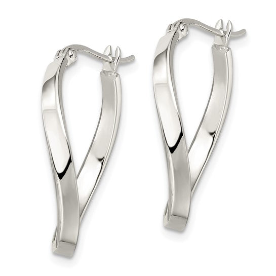 Stella Silver 925 Sterling Silver Twisted Hoop Earrings, 28mm x 21mm