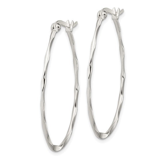 Stella Silver 925 Sterling Silver Twisted Oval Hoop Earrings, 38mm x 25mm