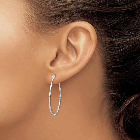 Stella Silver 925 Sterling Silver Twisted Oval Hoop Earrings, 38mm x 25mm