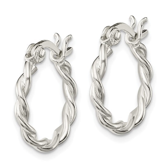 Stella Silver 925 Sterling Silver Twisted Hoop Earrings, 20mm x 12mm