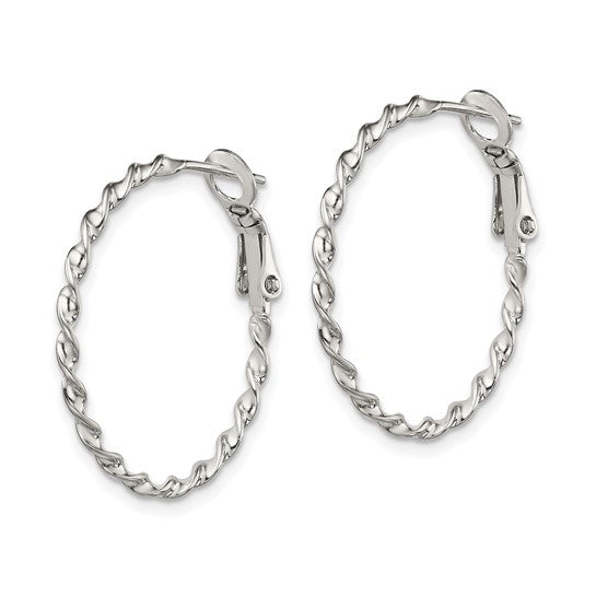 Stella Silver 925 Sterling Silver Twisted Hoop Earrings, 28mm x 27mm