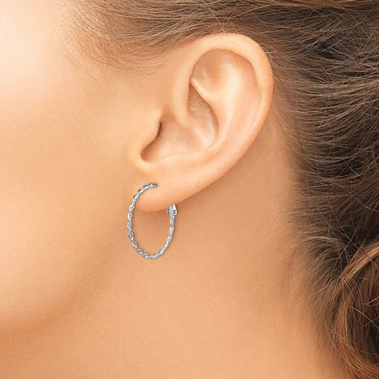 Stella Silver 925 Sterling Silver Twisted Hoop Earrings, 28mm x 27mm