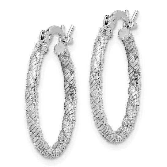 Stella Silver 925 Sterling Silver Patterned Twist 20mm Hoop Earrings, 16mm x 2mm