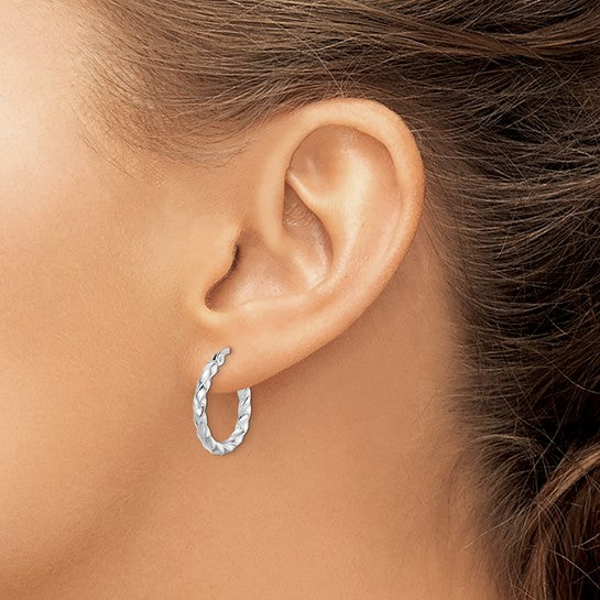 Stella Silver 925 Sterling Silver Twist 20mm Hoop Earrings, 16mm x 3.5mm