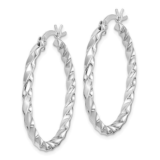 Stella Silver 925 Sterling Silver Twisted 30mm Hoop Earrings, 26mm x 3.5mm