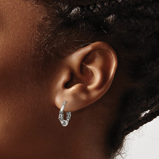 Stella Silver 925 Sterling Silver Antiqued Hoop Earrings, 18mm x 4mm
