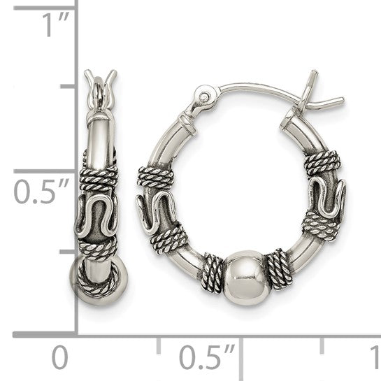 Stella Silver 925 Sterling Silver Antiqued Hoop Earrings, 18mm x 4mm