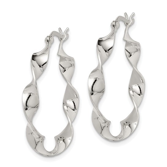 Stella Silver 925 Sterling Silver Twisted Hoop Earrings, 31mm x 31mm